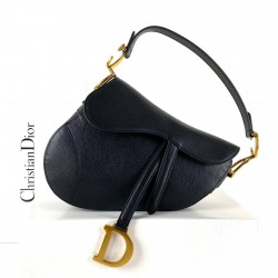 CHRİSTİAN DİOR SADDLE CALFSKİN BAG SİYAH EPSON DERİ