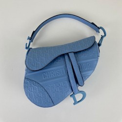 CHRİSTİAN DİOR SADDLE EMBOSSED CALFSKİN BAG TURKUAZ