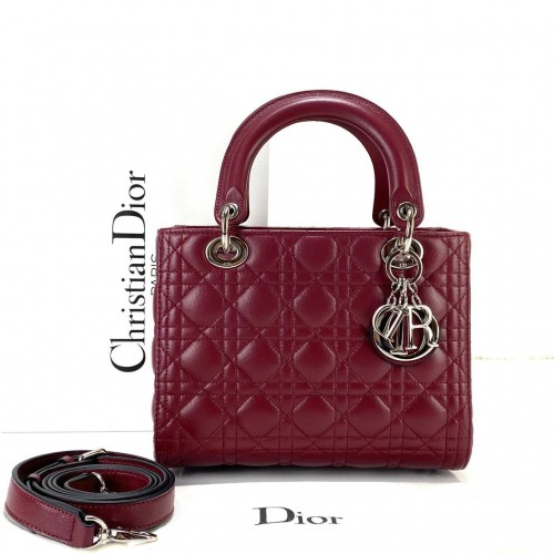 CHRİSTİAN DİOR MEDİUM LADY DİOR BAG BORDO