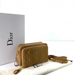 CHRİSTİAN DİOR CARO DOUBLE POUCH TABA