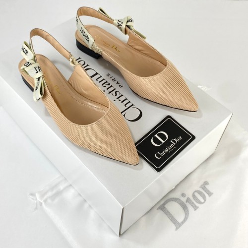 CHRİSTİAN DİOR J'ADİOR SLİNGBACK BALLERİNA FLAT SANDALS HAKİKİ DERİ BAYAN SANDALET KREM