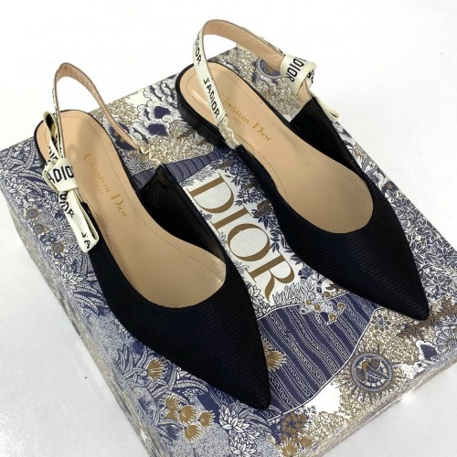 CHRİSTİAN DİOR J'ADİOR SLİNGBACK BALLERİNA FLAT SANDALS HAKİKİ DERİ BAYAN SANDALET SİYAH