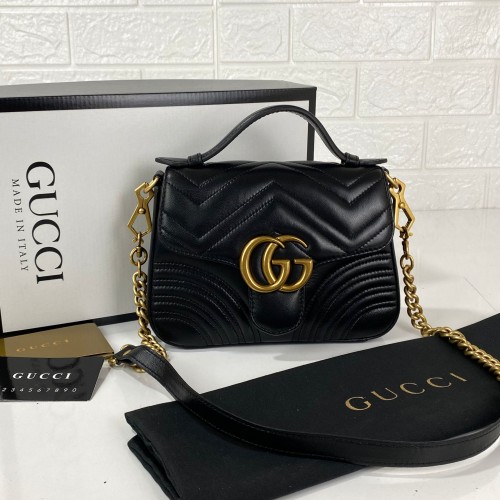 GUCCİ GG MARMONT MATELASSE TOP HANDLE BAG MİNİ SİYAH