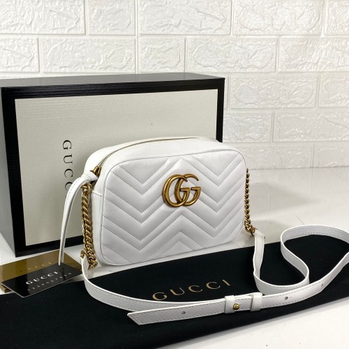 GUCCİ MARMONT MESSENGER BAG %100 HAKİKİ DERİ BAYAN ÇANTA BEYAZ