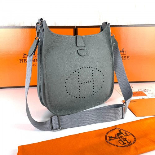 HERMES EVELYNE III PM HAKİKİ DERİ GRİ
