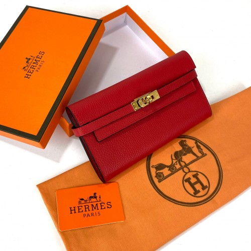 HERMES KELLY LONG WALLET HAKİKİ DERİ BAYAN CÜZDAN KIRMIZI