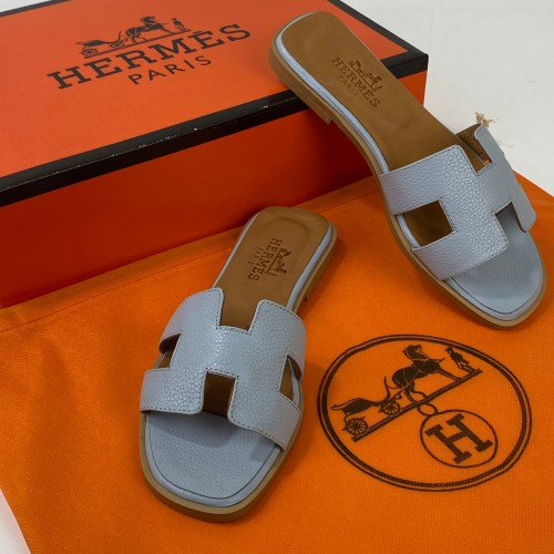 HERMES ORAN SANDALS HAKİKİ DERİ BAYAN TERLİK MAVİ