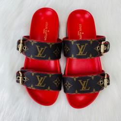 LOUİS VUİTTON BOM DİA FLAT SANDALS MONOGRAM KIRMIZI