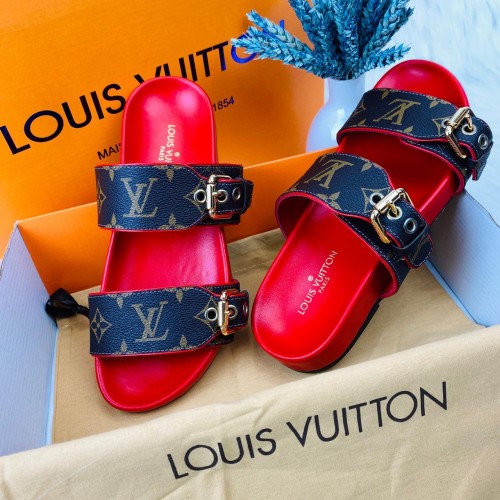 LOUİS VUİTTON BOM DİA FLAT SANDALS MONOGRAM KIRMIZI