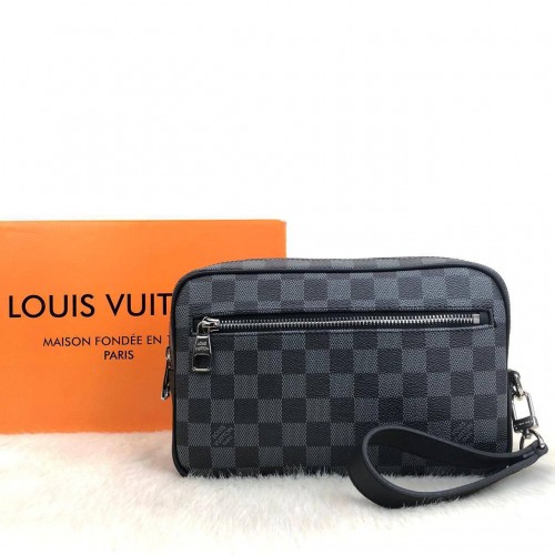 LOUİS VUİTTON KASAİ CLUTCH DAMİER GRAPHİTE CANVAS