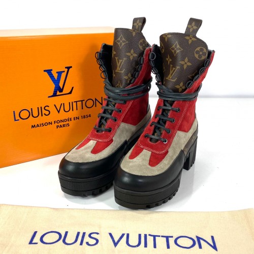 LOUİS VUİTTON LAUREATE PLATFORM DESERT BOOT KIRMIZI/BEJ