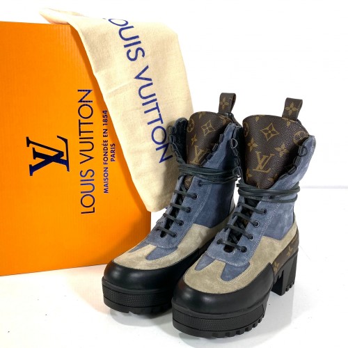 LOUİS VUİTTON LAUREATE PLATFORM DESERT BOOT MAVİ/BEJ