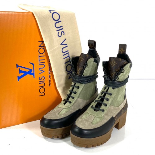 LOUİS VUİTTON LAUREATE PLATFORM DESERT BOOT SU YEŞİLİ/BEJ