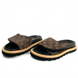 LOUİS VUİTTON POOL PİLLOW COMPORT MULE MONOGRAM HAKİKİ DERİ TERLİK 