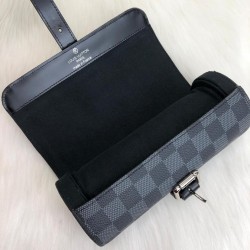 LOUİS VUİTTON 3WATCH CASE DAMİER GRAPHİTE CANVAS HAKİKİ DERİ SAAT KUTUSU