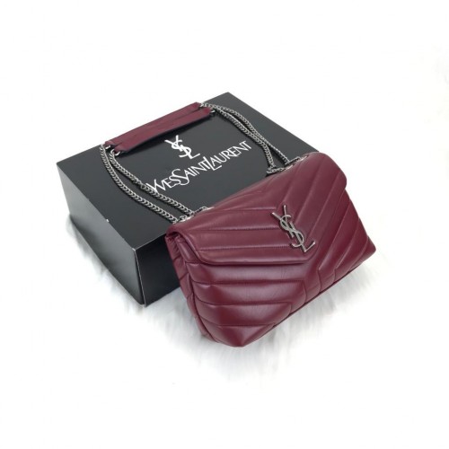 YVES SAİNT LAURENT LOULOU SMALL BORDO GÜMÜŞ