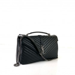 YVES SAİNT LAURENT (YSL) LARGE COLLEGE BAG CAVİAR SİYAH  NİKEL/GÜMÜŞ AKSESUAR
