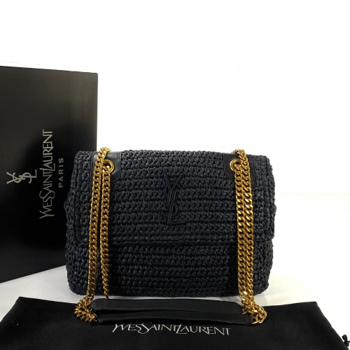 YVES SAİNT LAURENT NİKİ MEDİUM RAFFİA BAG SİYAH