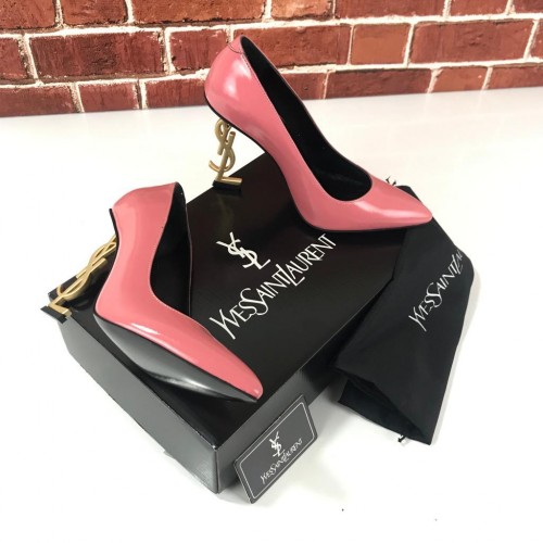 YVES SAİNT LAURENT OPYUM PUMPS HAKİKİ DERİ BAYAN STİLETTO AYAKKABI PEMBE/ALTIN RENK