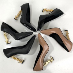 YVES SAİNT LAURENT OPYUM PUMPS HAKİKİ DERİ BAYAN STİLETTO AYAKKABI SİYAH/ALTIN RENK