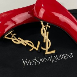 YVES SAİNT LAURENT OPYUM PUMPS HAKİKİ DERİ BAYAN STİLETTO AYAKKABI KIRMIZI/ALTIN RENK