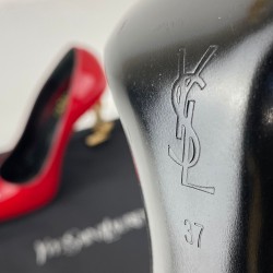 YVES SAİNT LAURENT OPYUM PUMPS HAKİKİ DERİ BAYAN STİLETTO AYAKKABI KIRMIZI/ALTIN RENK