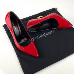 YVES SAİNT LAURENT OPYUM PUMPS HAKİKİ DERİ BAYAN STİLETTO AYAKKABI KIRMIZI/ALTIN RENK