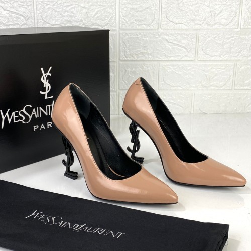 YVES SAİNT LAURENT OPYUM PUMPS HAKİKİ DERİ BAYAN STİLETTO AYAKKABI PUDRA/SİYAH