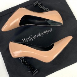 YVES SAİNT LAURENT OPYUM PUMPS HAKİKİ DERİ BAYAN STİLETTO AYAKKABI PUDRA/SİYAH