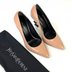 YVES SAİNT LAURENT OPYUM PUMPS HAKİKİ DERİ BAYAN STİLETTO AYAKKABI PUDRA/SİYAH