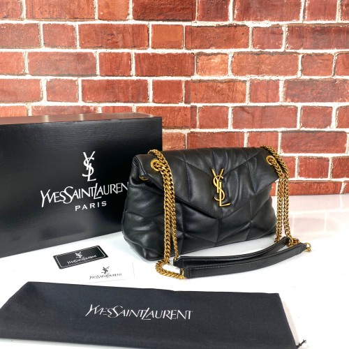 YVES SAİNT LAURENT PUFFER SMALL MONOGRAM BAG SİYAH/GOLD AKSESUAR