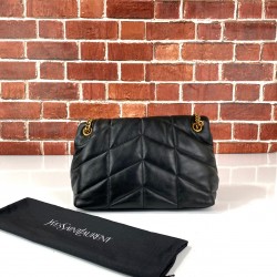 YVES SAİNT LAURENT PUFFER SMALL MONOGRAM BAG SİYAH/GOLD AKSESUAR