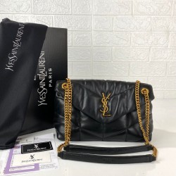 YVES SAİNT LAURENT PUFFER SMALL MONOGRAM BAG SİYAH/GOLD AKSESUAR