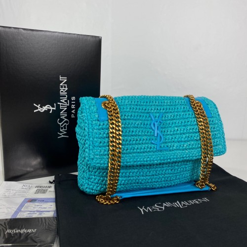 YVES SAİNT LAURENT NİKİ MEDİUM RAFFİA BAG TURKUAZ