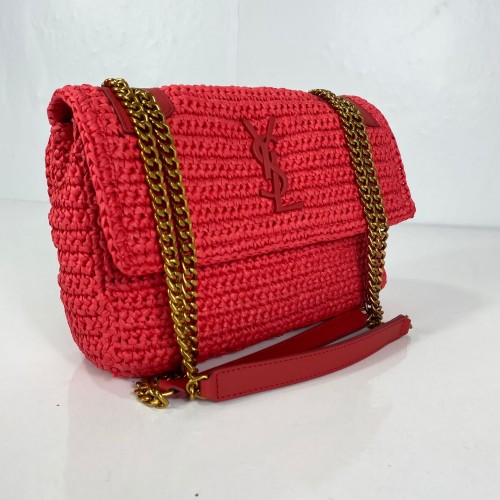 YVES SAİNT LAURENT NİKİ MEDİUM RAFFİA BAG KIRMIZI