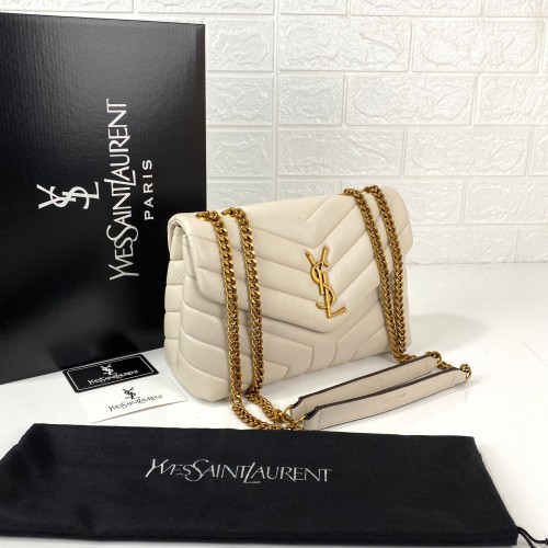 YVES SAİNT LAURENT LOULOU SMALL BEJ ALTIN AKSESUAR