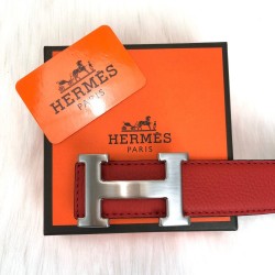 HERMES BUCKLE BELT HAKİKİ DERİ UNİSEX KEMER KIRMIZI