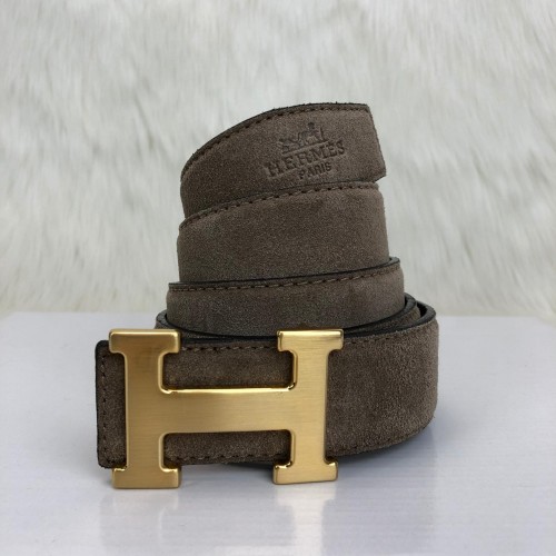 HERMES BUCKLE BELT HAKİKİ DERİ UNİSEX KEMER VİZON